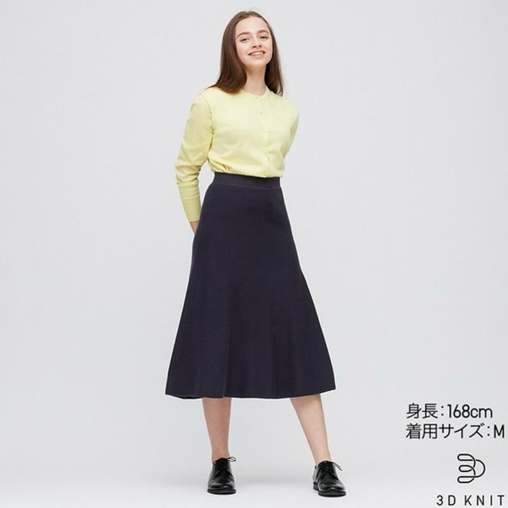 UNIQLO 3D Flare Navy Skirt (Size XS)